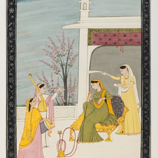 A Nayika on a Terrace with Attendants